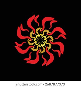 vibrant circular fire pattern symbolizing energy and transformation, ideal for decorative or spiritual themes