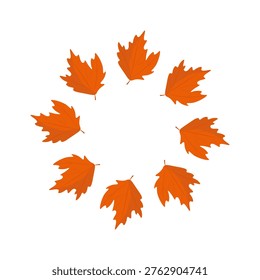 A vibrant circular frame made of orange maple leaves, representing the iconic beauty of the fall season. This bold vector illustration is a must-have for autumn festival branding, Canadian-themed designs, and cozy seasonal marketing.