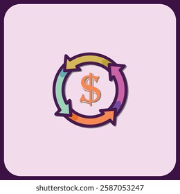 Vibrant Circular Icon: Continuous Cash Flow Symbol