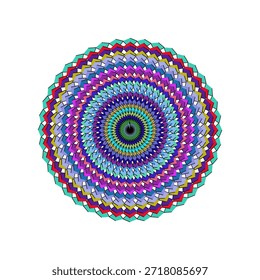 Un vibrante diseño de caleidoscopio circular con patrones geométricos y colores repetitivos