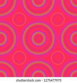 Vibrant circular large scale seamless pattern, abstract colorful background, texture.