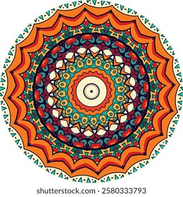 Vibrant Circular Mandala Featuring Radiant Colorful Layers