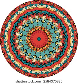 Vibrant Circular Mandala Featuring Radiant Colorful Layers
