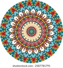 Vibrant Circular Mandala Featuring Radiant Colorful Layers
