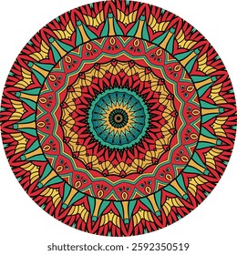 Vibrant Circular Mandala Featuring Radiant Colorful Layers