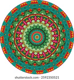 Vibrant Circular Mandala Featuring Radiant Colorful Layers
