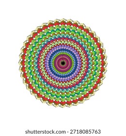Un patrón circular vibrante compuesto de coloridas Formas geométricas repetitivas