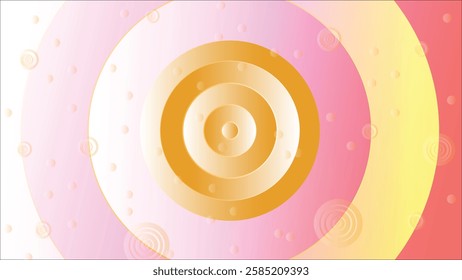 Vibrant circular patterns abstract art design, Calming Rhythms Illustration Featuring Soft Waves Abstract Patterns and delicious texture of pink and yellow cream with waves,  objective achievement.