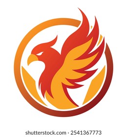 A vibrant, circular phoenix mascot logo featuring a fierce, fiery bird in mid-flight. It symbolizes rebirth, strength, and resilience, with dynamic flames and bold, sleek lines.