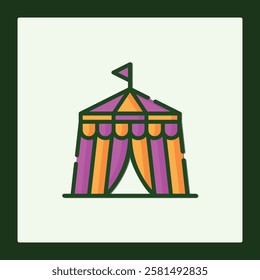 Vibrant Circus Tent Icon: A Colorful Graphic Design Element