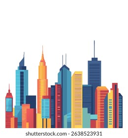 Vibrant Cityscape Illustration Colorful Urban Skyline Design