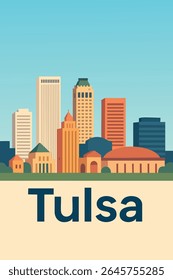 A vibrante paisagem urbana de Tulsa oferece vistas deslumbrantes de seu horizonte icônico, combinando arquitetura moderna com charme cultural, perfeito para a exploração urbana e retiros cênicos da cidade.