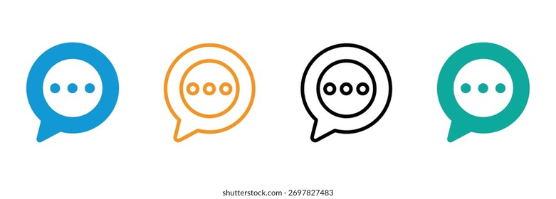 Lebendige und saubere Chat-Blasen-Symbole mit Auslassungszeichen, perfekt für die Darstellung von Nachrichten, Kommunikation und laufenden Diskussionen über digitale Plattformen hinweg.