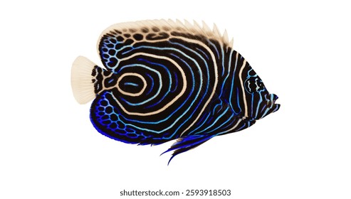 Vibrant Close-up of a Regal Angelfish Against White Background