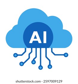 vibrant cloud icon represents artificial intelligence with circuit designs, symbolizing digital innovation and connectivity in modern technology.