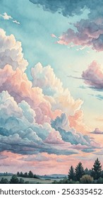 Vibrant clouds reflect warm hues, enhancing a picturesque landscape under a colorful sky.