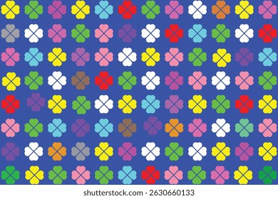 Vibrant Clover Pattern on a Blue Background.