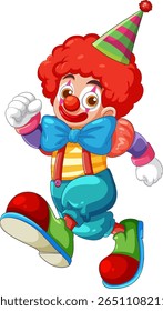 Vibrant clown illustration with bold colors, dynamic pose, and whimsical style. Perfect for playful themes and children's content