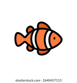 A vibrant clownfish in colored outline style, featuring orange and white patterns. Great for coral reef themes, underwater books, and marine life visuals.