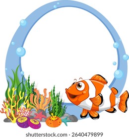 Vibrant clownfish swimming among coral and sea plants