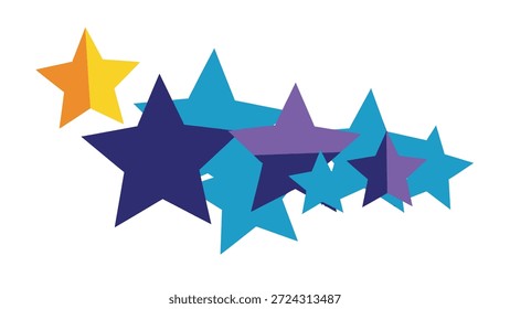 A vibrant cluster of multi-colored stars, overlapping and arranged dynamically. Perfect for celebrating success and achievements.