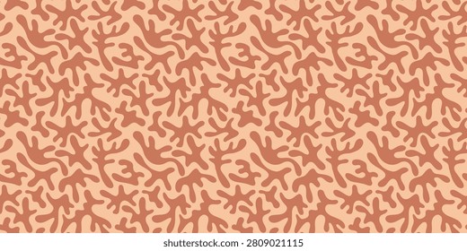 Vibrant coastal coral seamless pattern with decorative organic forms and colorful illustration.