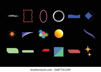 Uma coleção vibrante de formas coloridas abstratas.