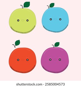 A vibrant collection of cartoon-style fruit and flower illustrations, including strawberries, guavas, watermelons, and more. Perfect for kids' designs, stickers, packaging, and digital artwork. 
