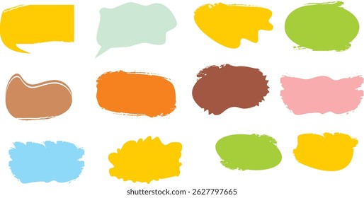 A vibrant collection of colorful blank speech bubbles, perfect for use in chat designs, message icons, comic bubbles, and conversation dialogues. This vector set includes various styles of empty text 