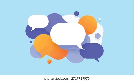 Vibrant collection of colorful speech bubbles symbolizing communication, discussion, and social interaction