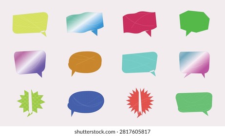 A vibrant collection of colorful vector speech bubbles and comic chat boxes. Ideal for social media graphics, messaging app UI designs, banners, promotional materials, and creative illustrations. Features various shapes including oval, rectangular, and starburst burst styles in bright gradients and textures.
#SpeechBubbles #VectorArt #GraphicDesign #ComicBubbles #ChatIcons #TextFrames #DesignAssets #SocialMediaGraphics #CalloutBox #IllustrationSet #UIDesign #WebDesign #CreativeElements #DialogueBox