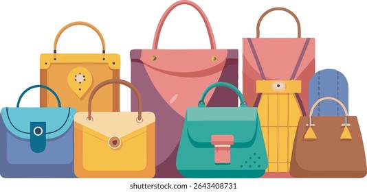 Uma coleção vibrante de bolsas e acessórios da moda, com diversos estilos, tamanhos e cores para atender a cada personalidade e ocasião.