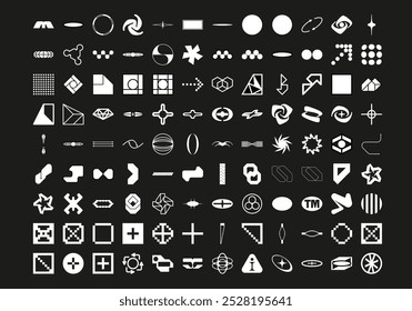 A vibrant collection of geometric shape stickers featuring circles, triangles, squares, and abstract forms. Perfect for planners, scrapbooks, digital designs, and more. 