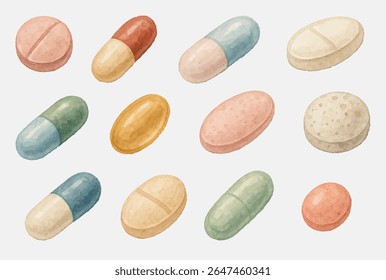 A vibrant collection of medicine bottles, pills, and blister packs in various shapes and colors. Ideal for healthcare, pharmacy, and pharmaceutical concepts, showcasing diverse medication options.