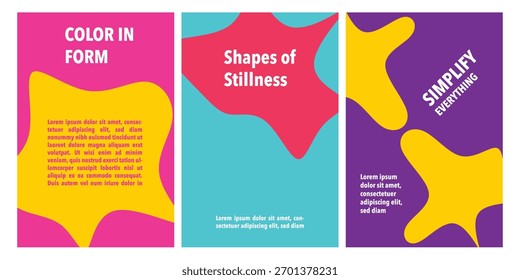 Una colección vibrante de Plantillas de diseño abstracto moderno con colores atrevidos y Formas dinámicas. Ideal para proyectos creativos, estos diseños incluyen Anuncios, carteles