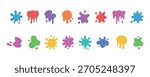 A vibrant collection of paint splatters and blobs in various colors, perfect for adding a playful touch to any design project.