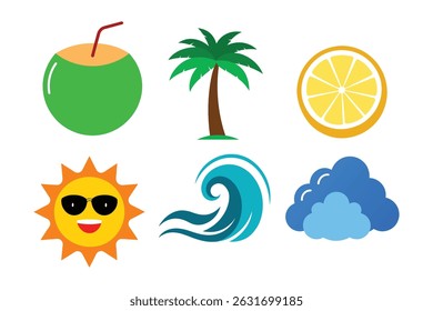 A vibrant collection of summer-themed clipart vector illustrations. Perfect for digital projects, scrapbooking, t-shirts, and more creative uses.