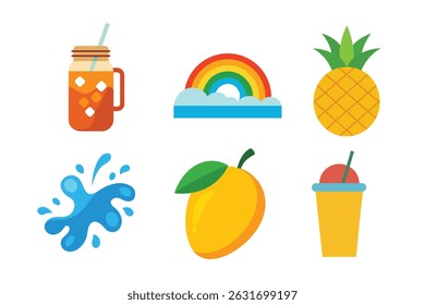 A vibrant collection of summer-themed clipart vector illustrations. Perfect for digital projects, scrapbooking, t-shirts, and more creative uses.