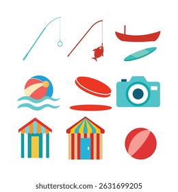 A vibrant collection of summer-themed clipart vector illustrations. Perfect for digital projects, scrapbooking, t-shirts, and more creative uses.