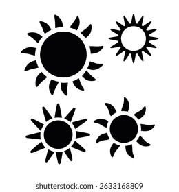 A vibrant collection of sun icons and symbols featuring radiant designs