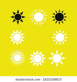 A vibrant collection of sun icons and symbols featuring radiant designs