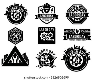 A vibrant collection of vector banners and badges promoting Black Friday sales, featuring various discount offers and colorful designs against a dark black background.