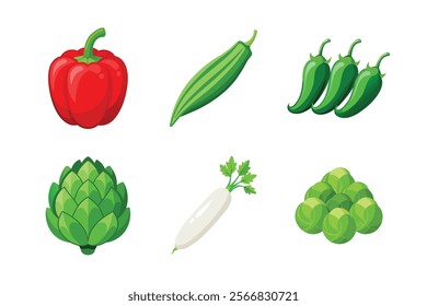 A vibrant collection of vegetables featuring leafy greens and peppers