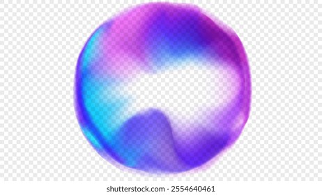 Vibrant collored round shape. Abstract blurred circle. Bright color gradients for creative graphic design. Transparent background. Overlay template. Vector illustration.