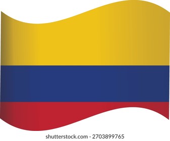 Una vibrante bandera colombiana ondea con gracia, mostrando sus icónicas rayas Horizontales amarillas, azules y rojas. Este símbolo nacional representa el rico patrimonio y orgullo del país.