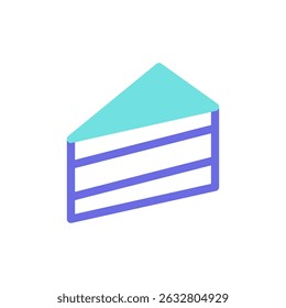 Vibrant color blocked cake slice graphic, a minimalist food illustration