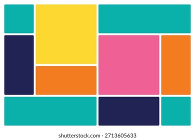 Vibrant Color Blocks with Rounded Corners Arranged in a Geometric Pattern