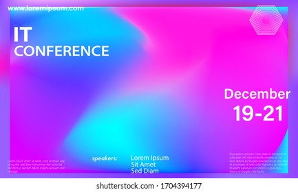 Vibrant color. Conference design template. Science convention. Liquid background. Fluid flow. Vibrant design. Announcement conference. Abstract cover design. Vector illustration.