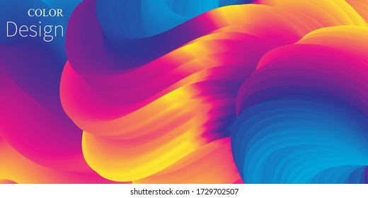 Vibrant Color. Fluid Shape. Liquid Background. Trendy Abstract Cover. 3d Flow. Futuristic Design Poster. Liquid Wave. Fluid Flow. Color Gradient. Vector.