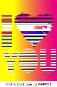 vibrant color gradient lines on the ground have been studied by heart and 'I, You' text to illustrations. 
